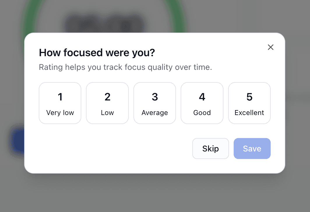 Focus rating after a completed session