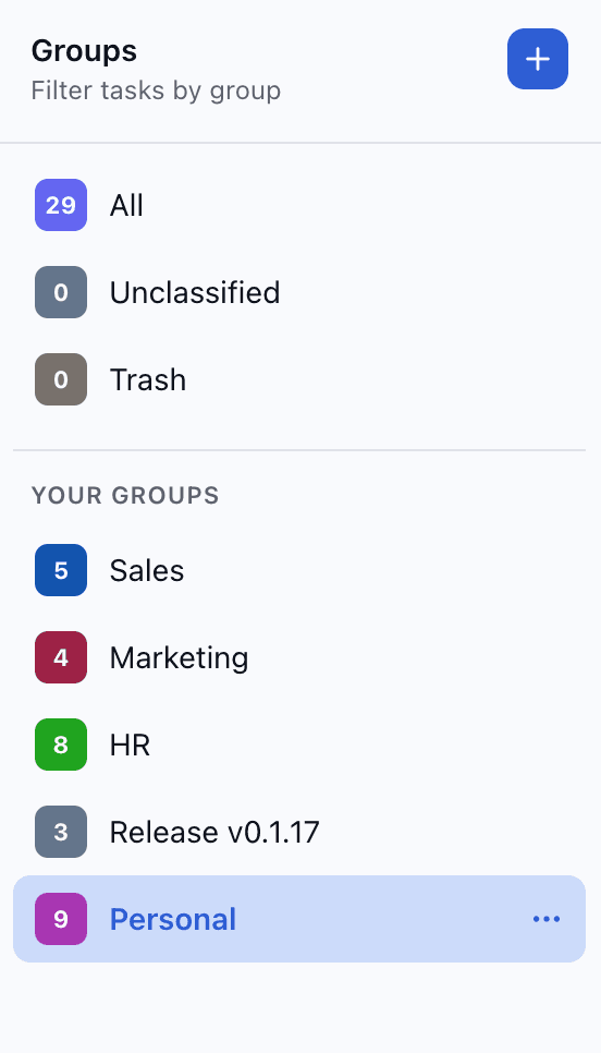 Custom groups in the sidebar